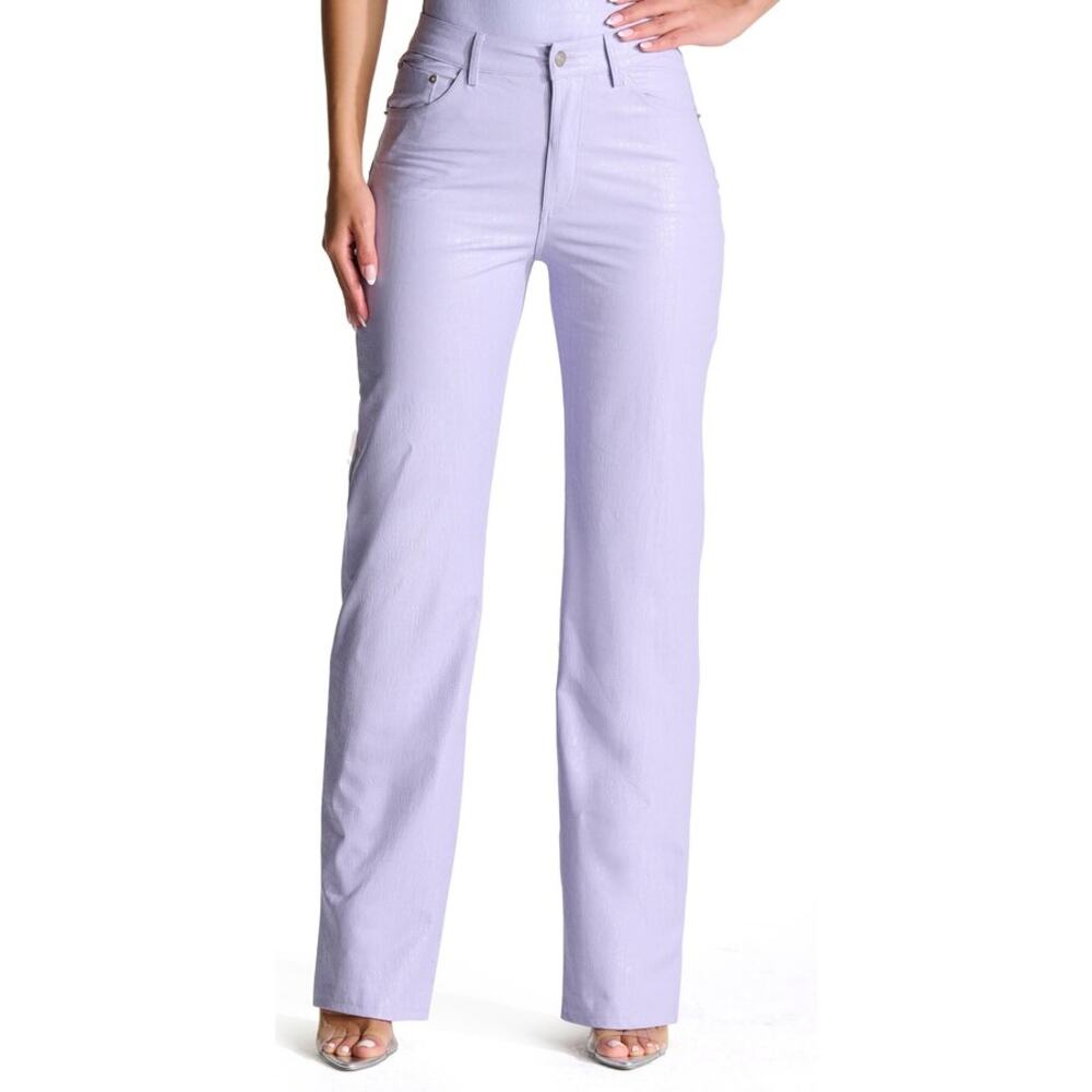 Naked Wardrobe Straight Croc Faux Leather Straight Leg‎ Pants Size XS